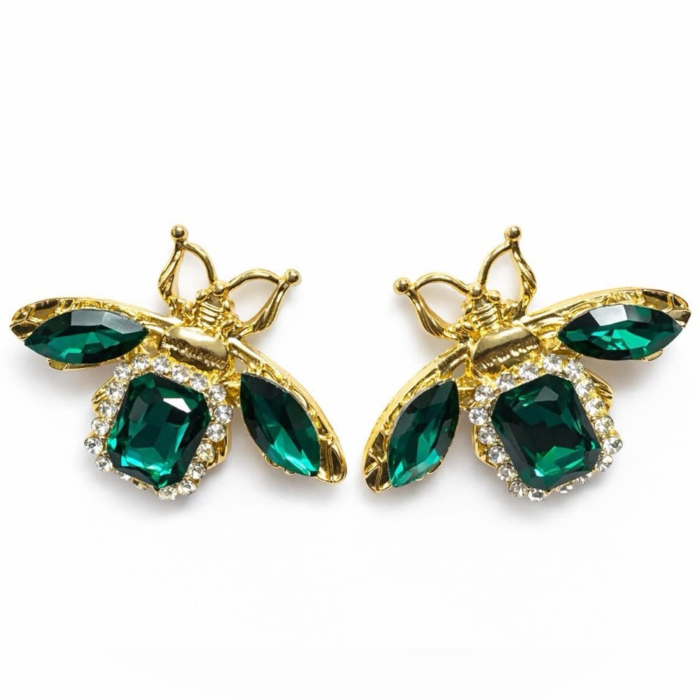 Emerald Bee Earrings